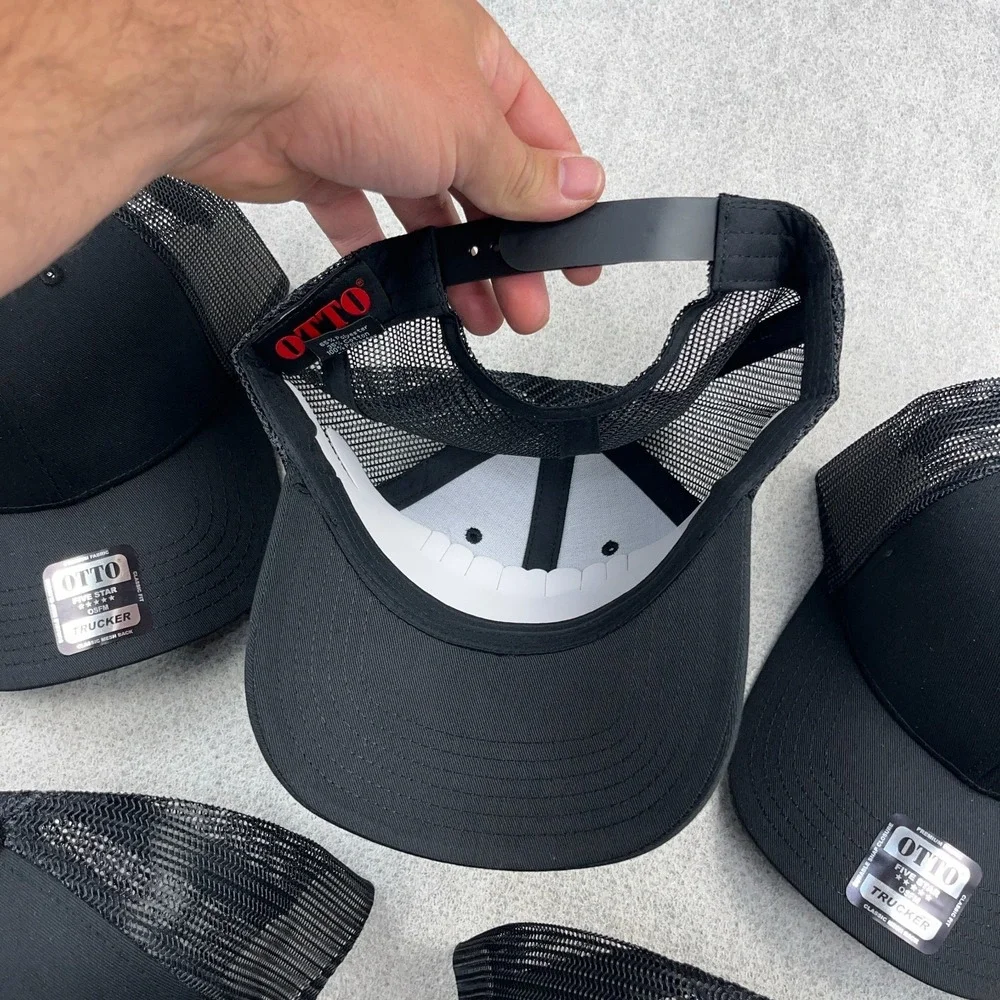 Otto Blank Trucker Hat Lot Cap Snapback Black Mesh Back Retro Deadstock NEW BE6